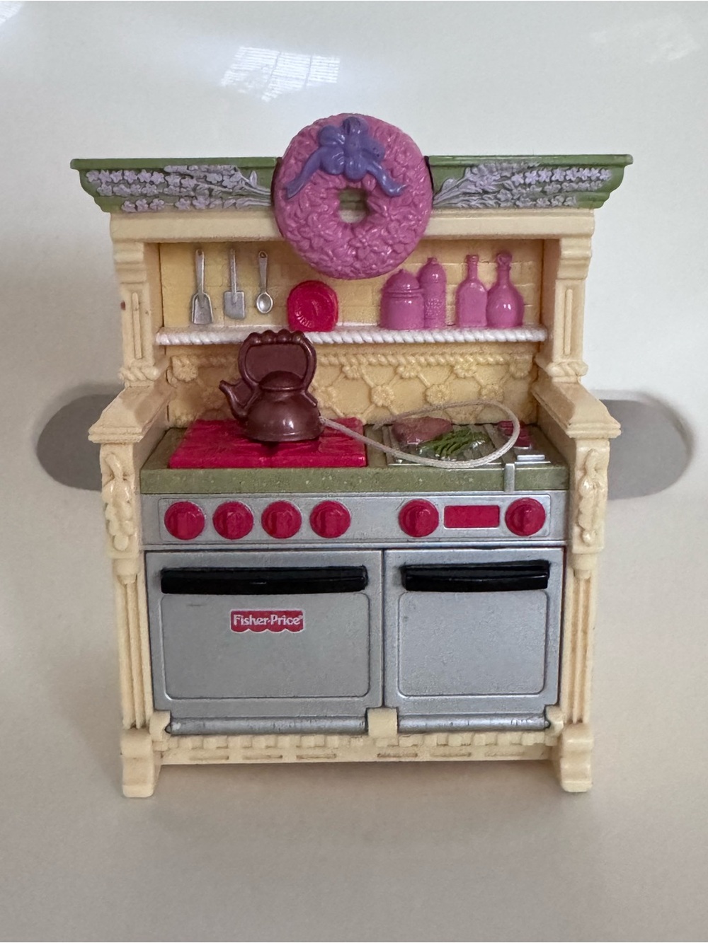 VTG Fisher Price Loving Family Dollhouse Kitchen Unit Sounds Stove Oven Untested